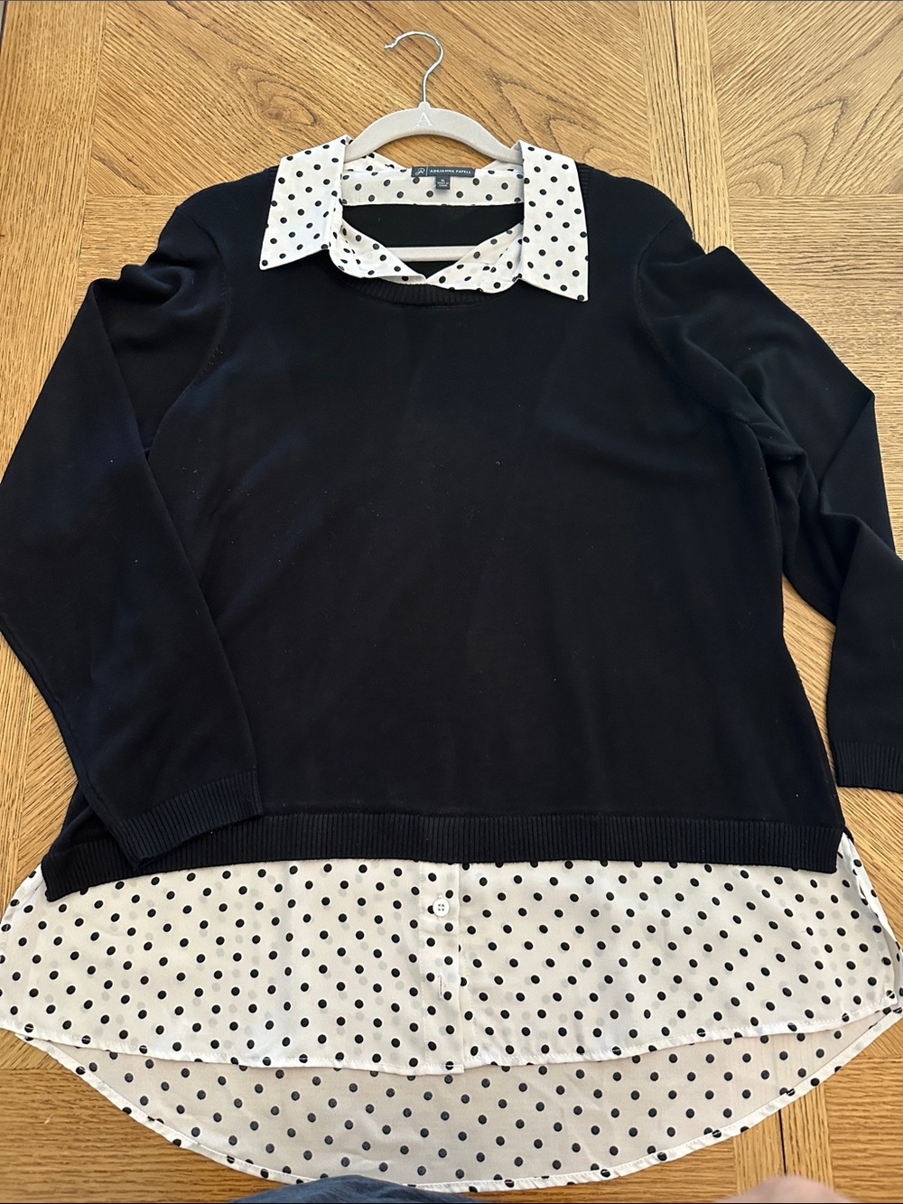 Adrianna Papell Black and White Polka Dot Blouse